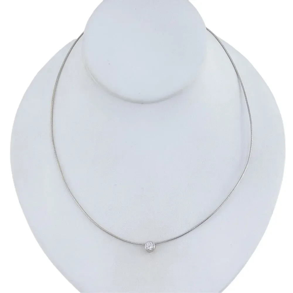 Vintage Italy Dyadema Sterling Silver 925 Cubic Zirconia Necklace 16-18